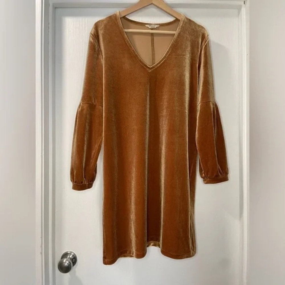 Velvet Madewell V-Neck Dress in Tan - Picture 3 of 3